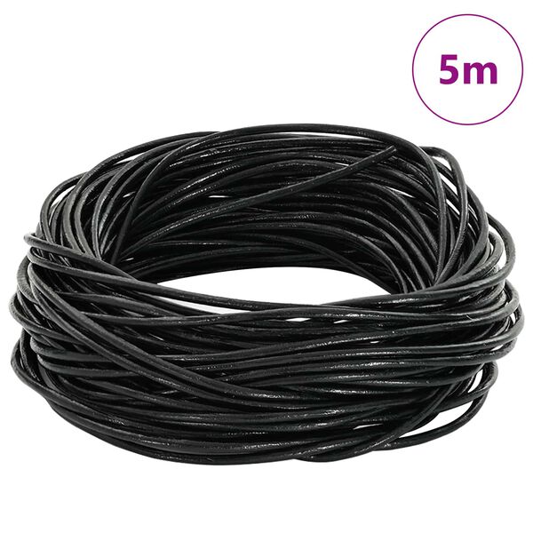 vidaXL Corde en Cuir Noir &Oslash;1 mm x 5 m Cuir
