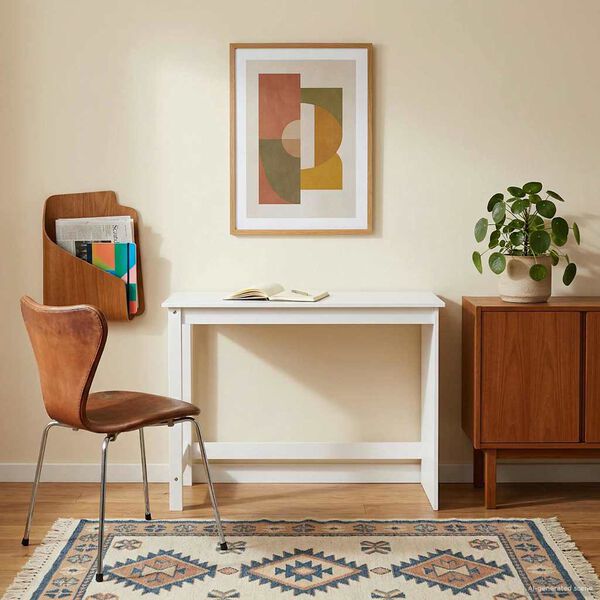 vidaXL Bureau Blanc 112 x 50 x 75 cm Bois de Pin Massif