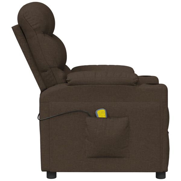 vidaXL Fauteuil de massage Marron fonc&eacute; Tissu