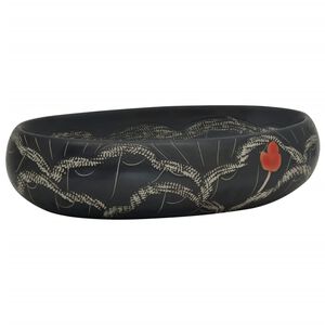 vidaXL Vasque &agrave; poser noir ovale 59x40x15 cm c&eacute;ramique