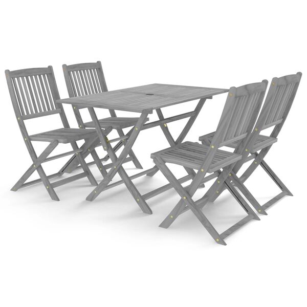vidaXL Ensemble &agrave; manger de jardin 5 pcs Bois d'acacia massif Gris