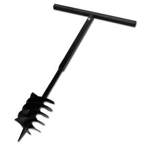 vidaXL Tari&egrave;re de sol avec m&egrave;che de tari&egrave;re 180 mm Acier Noir
