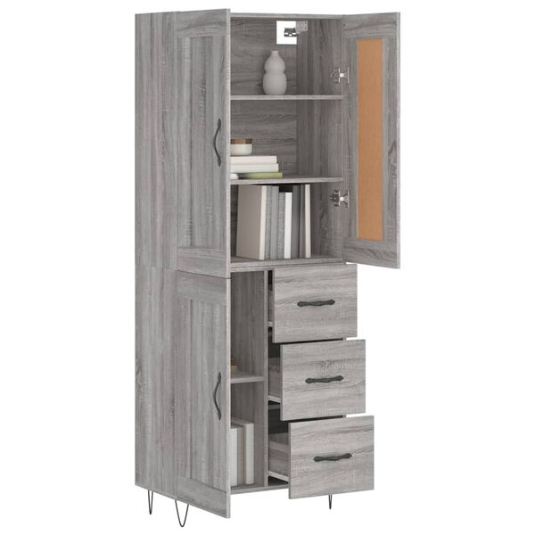 vidaXL Buffet haut Sonoma gris 69,5x34x180 cm Bois d'ing&eacute;nierie