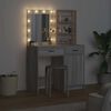 vidaXL Ensemble de table de maquillage avec LED 2 pcs Gris Sonoma