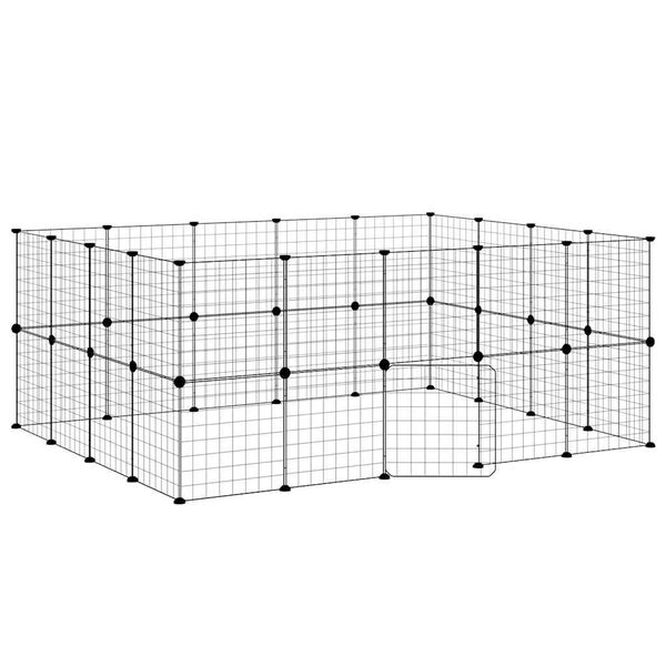 vidaXL Cage animaux de compagnie à 36 panneaux et porte Noir 35x35 cm