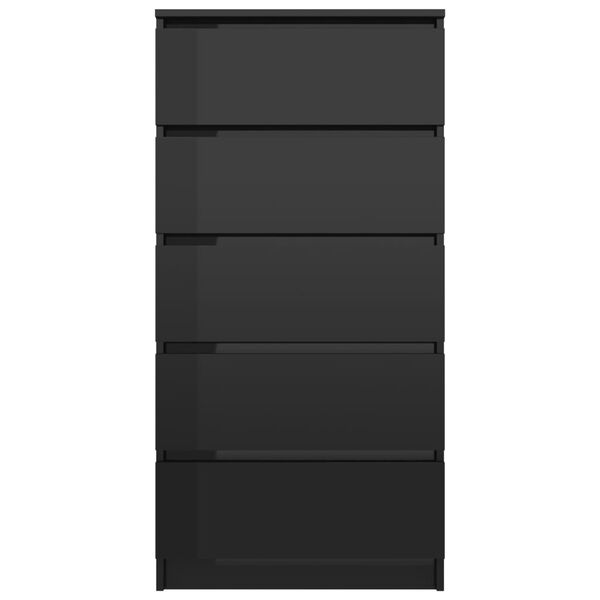 vidaXL Buffet à tiroirs Noir brillant 60x35x121 cm Bois d'ingénierie