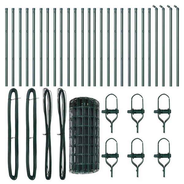 vidaXL Cl&ocirc;ture avec poteau Vert 0,4 x 50 m Acier et PVC