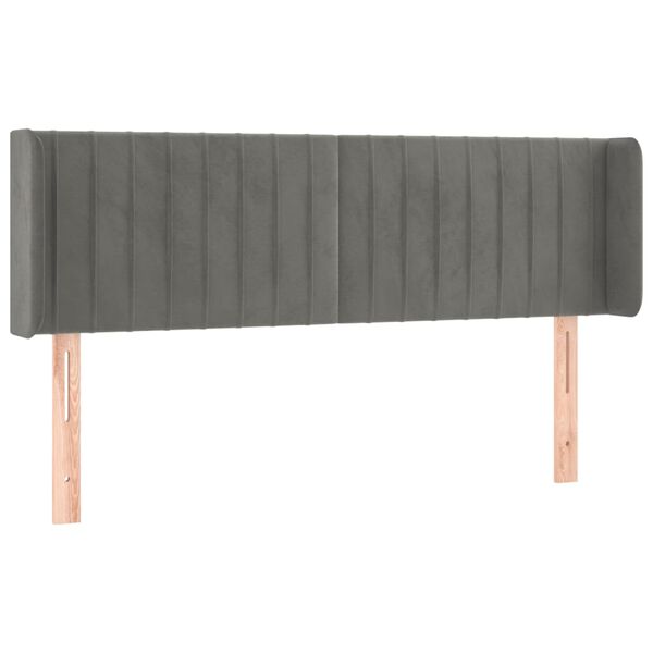 vidaXL T&ecirc;te de lit &agrave; LED Gris clair 147x16x78/88 cm Velours