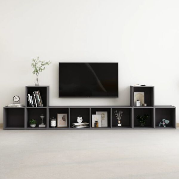 vidaXL Ensemble de meubles TV 5 pcs Gris Bois d'ing&eacute;nierie