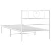 vidaXL Cadre de lit m&eacute;tal sans matelas avec t&ecirc;te de lit blanc 75x190cm