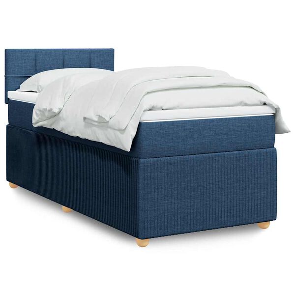 vidaXL Sommier &agrave; lattes de lit avec matelas Bleu 80x200 cm Tissu