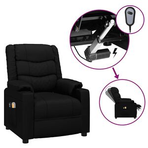 vidaXL Fauteuil &eacute;lectrique de massage Noir Similicuir