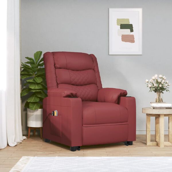 vidaXL Fauteuil de massage Rouge bordeaux Similicuir