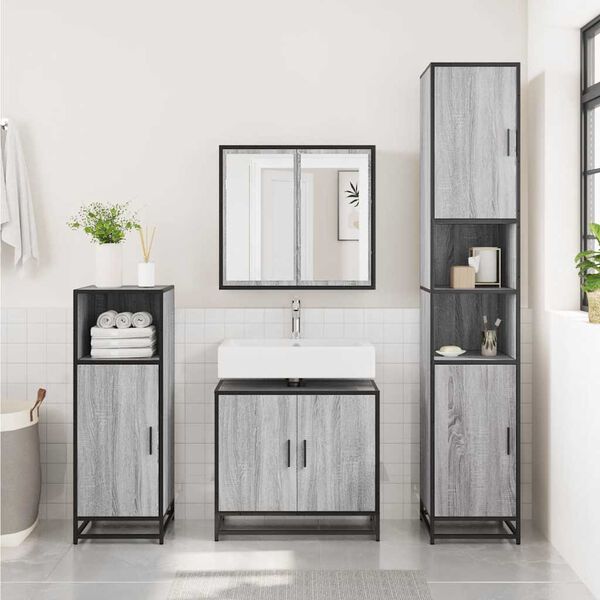 vidaXL Armoire de lavabo de salle de bain sonoma gris 65x33x60 cm