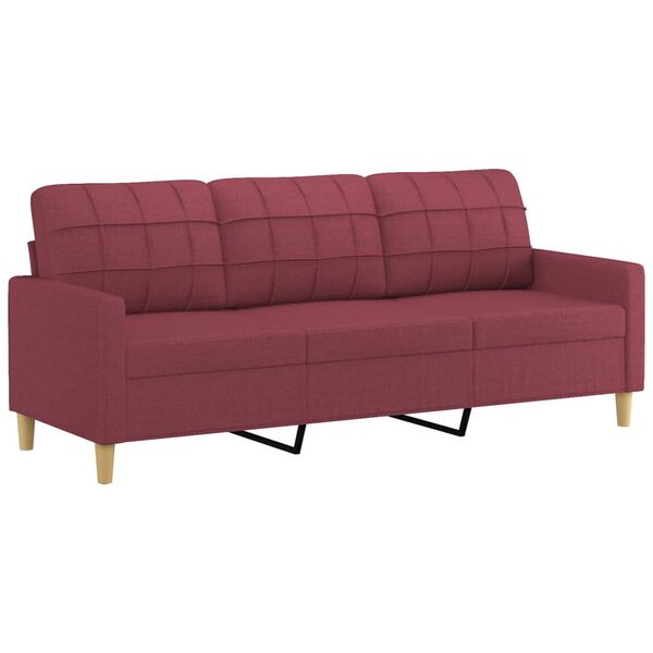 vidaXL Canap&eacute; &agrave; 3 places avec repose-pieds Rouge bordeaux 180 cm Tissu
