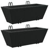 vidaXL Jardini&egrave;res avec crochets 2 pcs noir r&eacute;sine tress&eacute;e