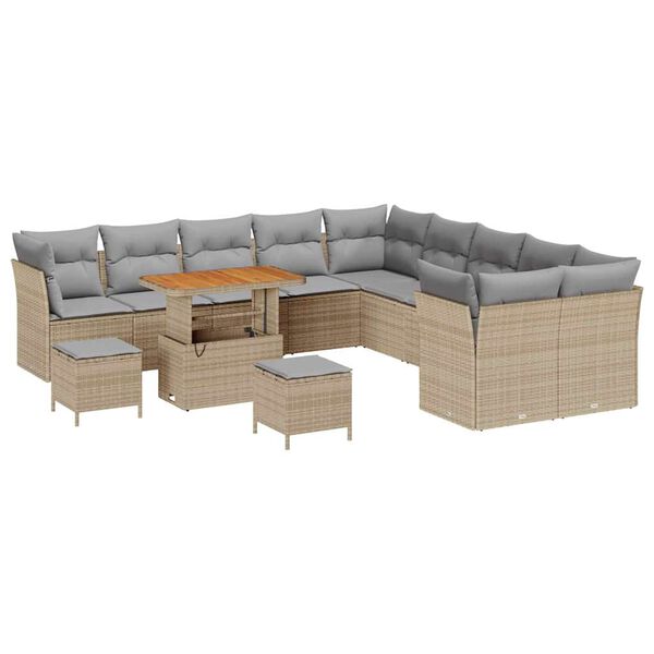 vidaXL Ensemble de canap&eacute; de jardin 13 pcs beige et gris clair