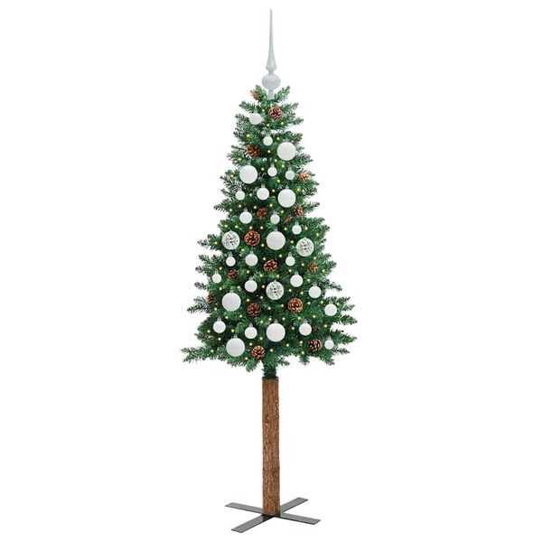 vidaXL Sapin de No&euml;l mince Vert 150 cm PVC et bois de pin massif