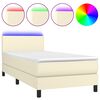 vidaXL Sommier &agrave; lattes de lit avec matelas et LED Cr&egrave;me 90x200cm