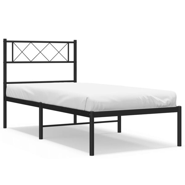 vidaXL Cadre de lit m&eacute;tal sans matelas avec t&ecirc;te de lit noir 80x200 cm
