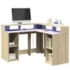 vidaXL Bureau avec lumi&egrave;res LED ch&ecirc;ne sonoma bois d'ing&eacute;nierie