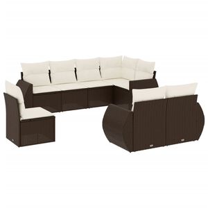 vidaXL Salon de jardin 8 pcs avec coussins marron r&eacute;sine tress&eacute;e