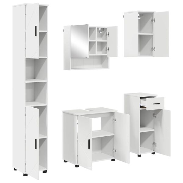 vidaXL Ensemble de mobilier de salle de bain avec tiroir 5 pcs Blanc