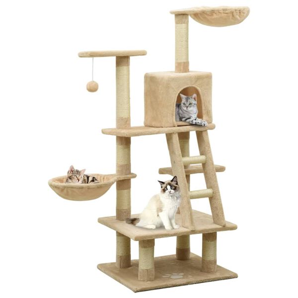 vidaXL Arbre à chat avec griffoirs en sisal Beige 122 cm
