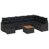 vidaXL Ensemble de canap&eacute; de jardin avec coussin 9 pcs Noir polyrotin