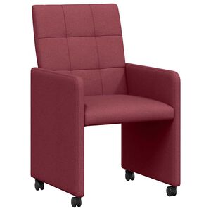 vidaXL Chaises de Salle &agrave; Manger avec Roues 2 pcs Bordeaux tissu