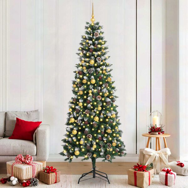 vidaXL Sapin de No&euml;l artificiel Vert 210 cm PVC, plastique et acier