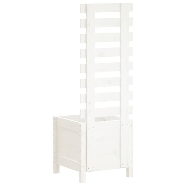 vidaXL Jardinière avec support blanc 39x39,5x114 cm bois de pin massif