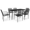 vidaXL Ensemble &agrave; manger de jardin 7 pcs Corde en coton et acier Noir