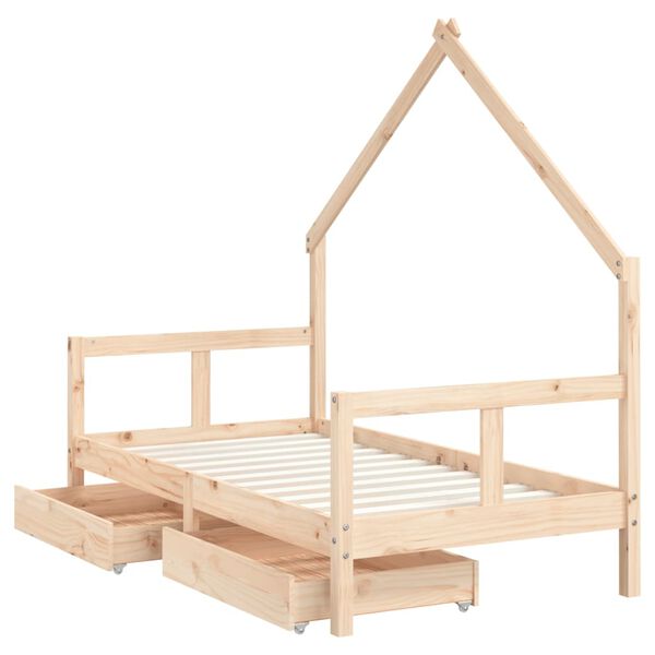 vidaXL Cadre de lit pour enfant et tiroirs 80x160cm bois de pin massif