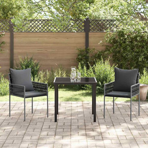 vidaXL Ensemble de salle &agrave; manger pour jardin 3 pcs Noir et gris