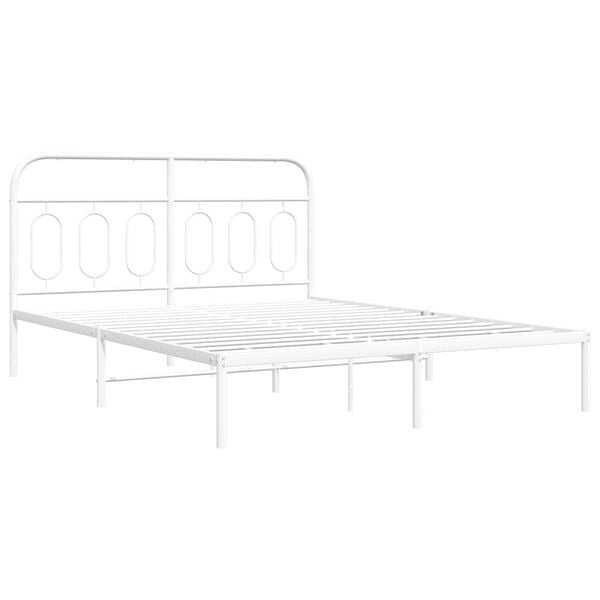 vidaXL Cadre de lit m&eacute;tal sans matelas et t&ecirc;te de lit blanc 140x190 cm