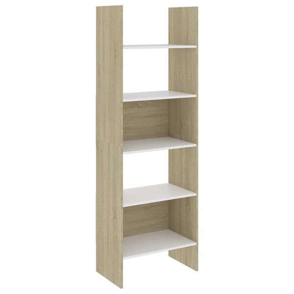vidaXL Ensemble de biblioth&egrave;que 4 pcs Blanc et ch&ecirc;ne sonoma