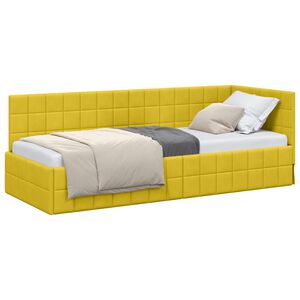vidaXL Cadre de lit d'angle Jaune 80 cm x 200 cm Velours