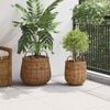 vidaXL Panier &agrave; Plantes avec stockage 2 pcs Marron Rattan Lacak