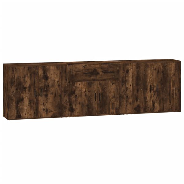 vidaXL Buffets 3 pcs Ch&ecirc;ne fum&eacute; Bois d'ing&eacute;nierie