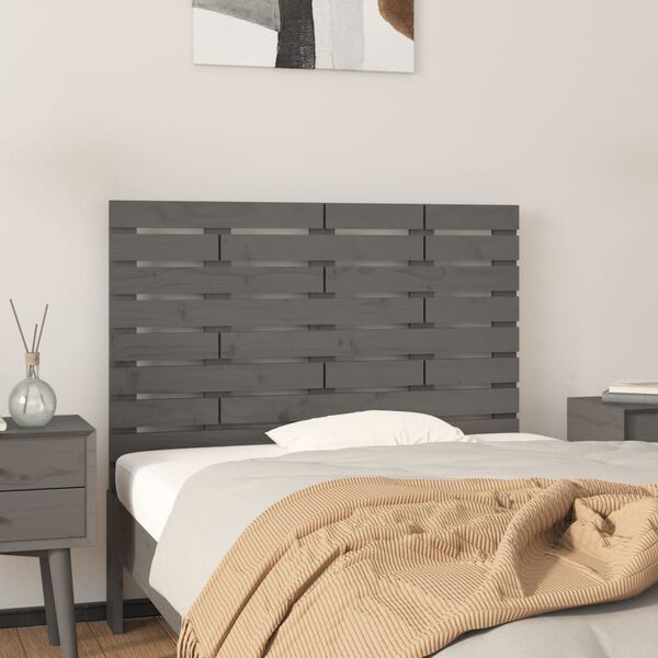 vidaXL T&ecirc;te de lit murale Gris 96x3x63 cm Bois massif de pin