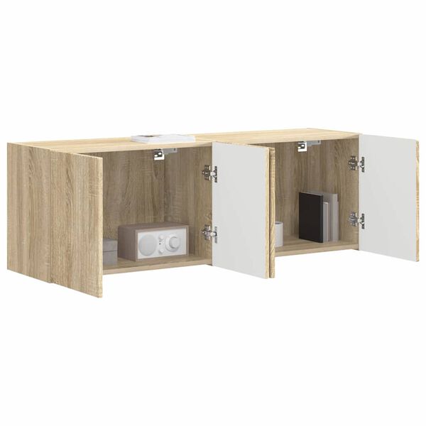 vidaXL Meuble TV mural 2 pcs Ch&ecirc;ne Sonoma 59,5 x 31 x 40 cm