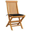 vidaXL Chaises de jardin et coussins noir lot de 2 Bois de teck massif