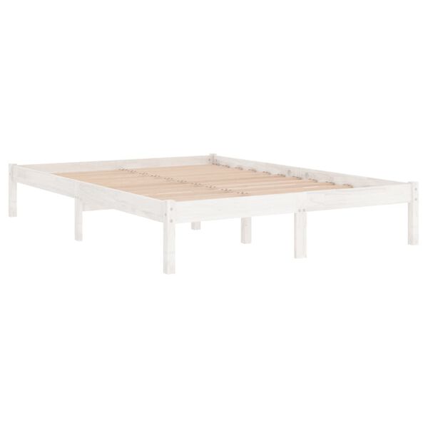 vidaXL Cadre de lit sans matelas blanc bois massif