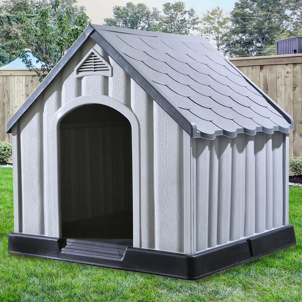 vidaXL Niche pour chiens Gris 92x87x91 cm Plastique