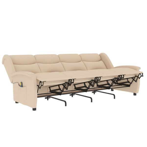 vidaXL Fauteuil de massage inclinable à 4 places crème tissu