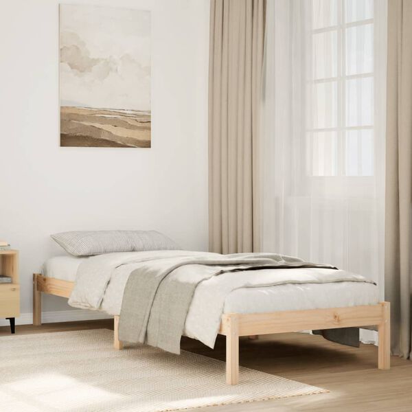 vidaXL Cadre de lit extra long sans matelas 90x210 cm bois massif pin