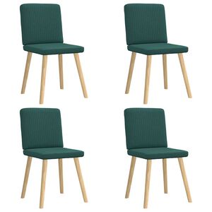 vidaXL Chaises &agrave; manger lot de 4 vert fonc&eacute; tissu