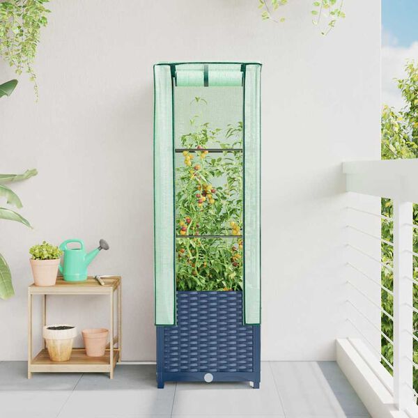 vidaXL Jardinière surélevée avec housse aspect rotin 40x40x139 cm
