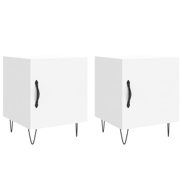 vidaXL Tables de chevet 2 pcs blanc 40x40x50 cm bois d&rsquo;ing&eacute;nierie